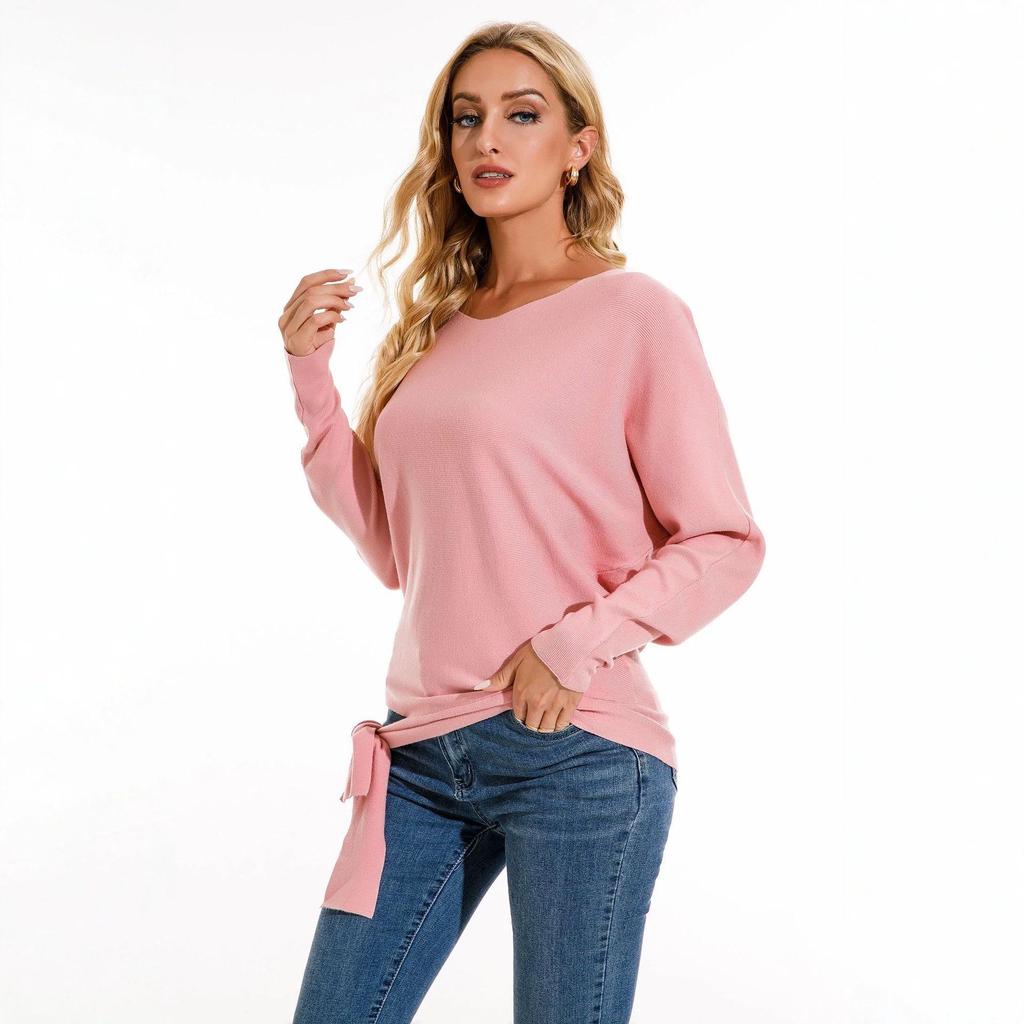 Women's Plus Size Oversized Irregular Lace-up Sweater