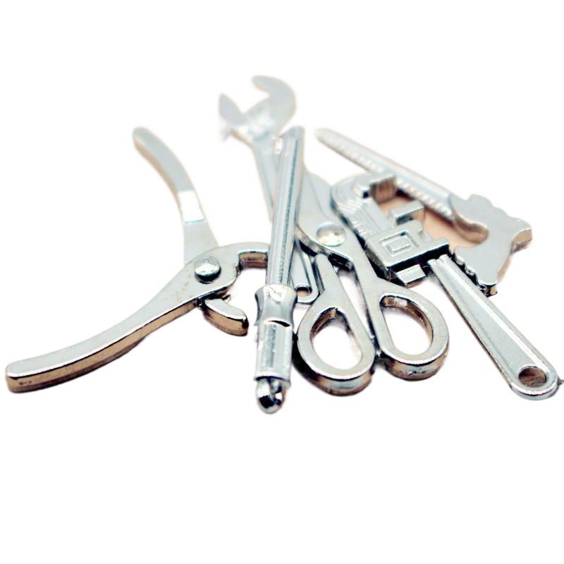 5Pcs 1:12 Dollhouse Mini Alloy Adjustable Wrench Pliers Tools Set Miniature Repair Model Scene Props Doll House Decor Toys Gift