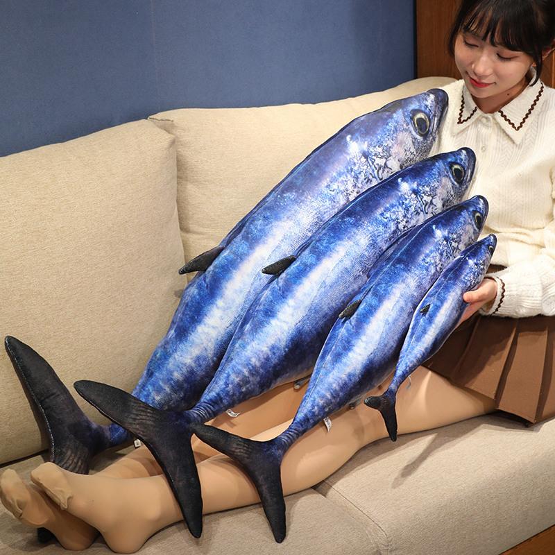 Cartoon Simulation Sea Fish Saury Salmon Throw Pillow Plush Toy Doll Grouper Doll Children'S Rag Doll
