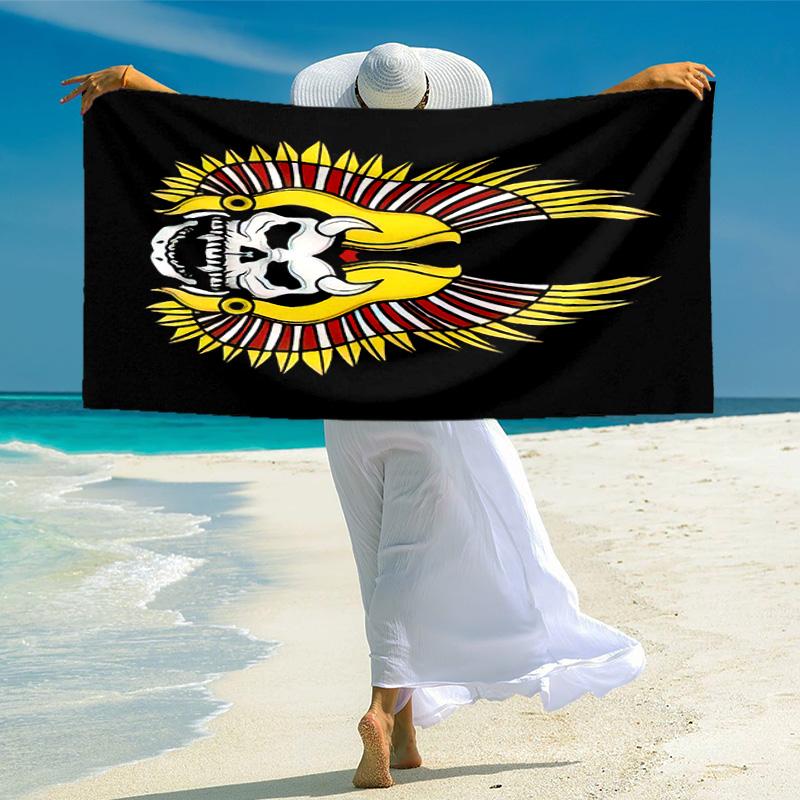 Gang Motorcycle Enthusiasts Hells Angels Motorcycle Club Beach Towel Outdoor Camping Vacation Swimming Beach Towel Outdoor Absorbent Bath Towel Y2