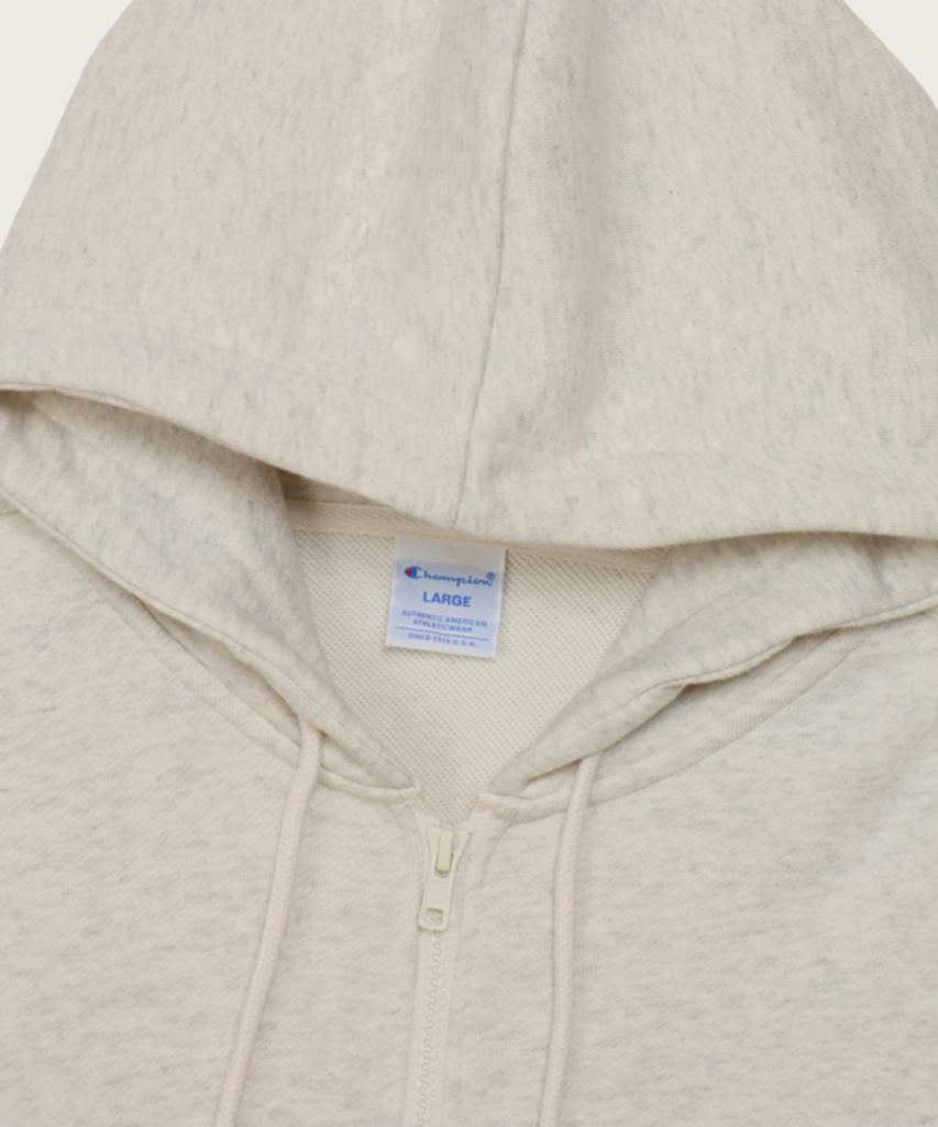 Champion Basic C Logo Regular Fit Zip-Up Hoodie Oatmeal