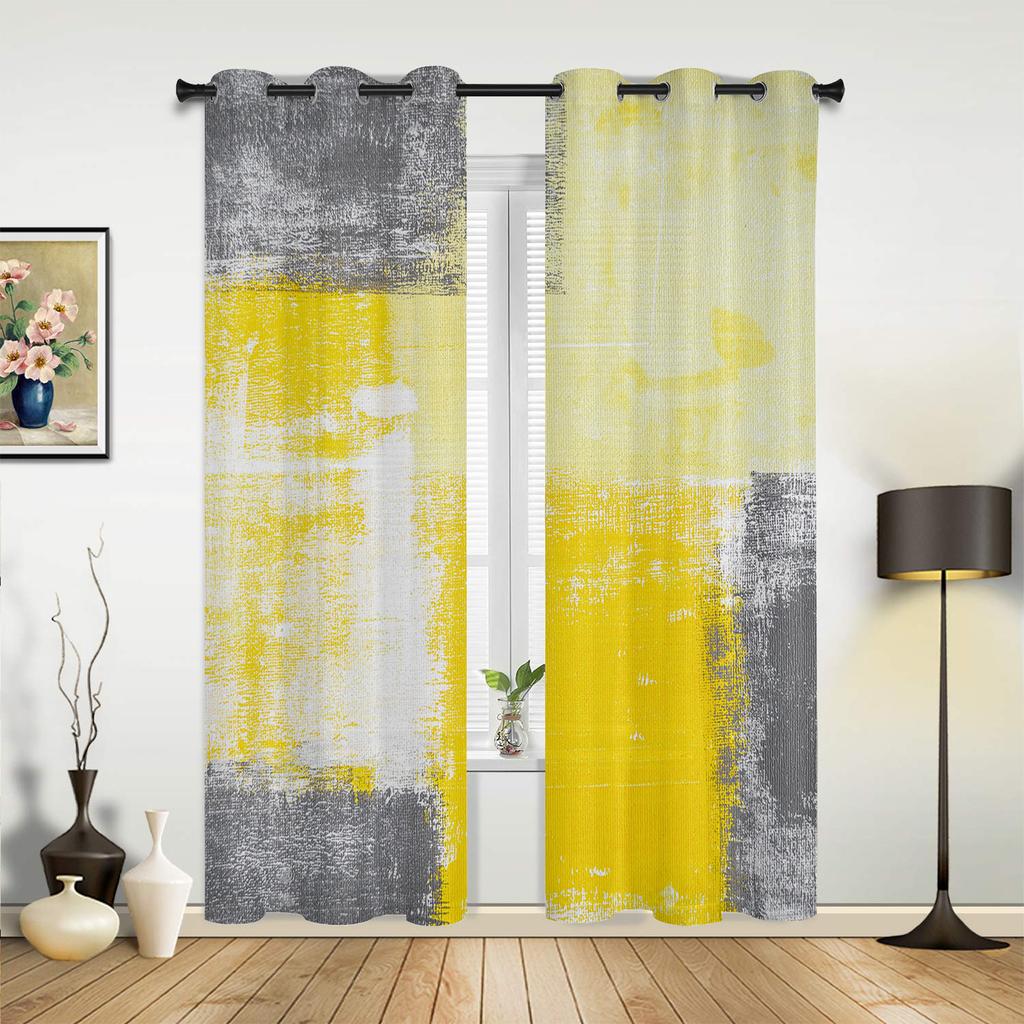 Red Grey White Oil Painting Abstract Geometric Curtains Bedroom Living Room Drapes Kitchen Window Curtain Home Decor Polyester Washable Sitting Ready