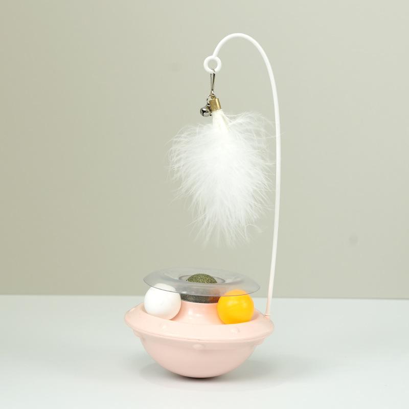 New Cat Toy Tumbler Cat Teaser Stick Feathers Self-hi To Relieve Boredom Catnip Ball Kitten Grinding Teeth To Tease Cat Supplies