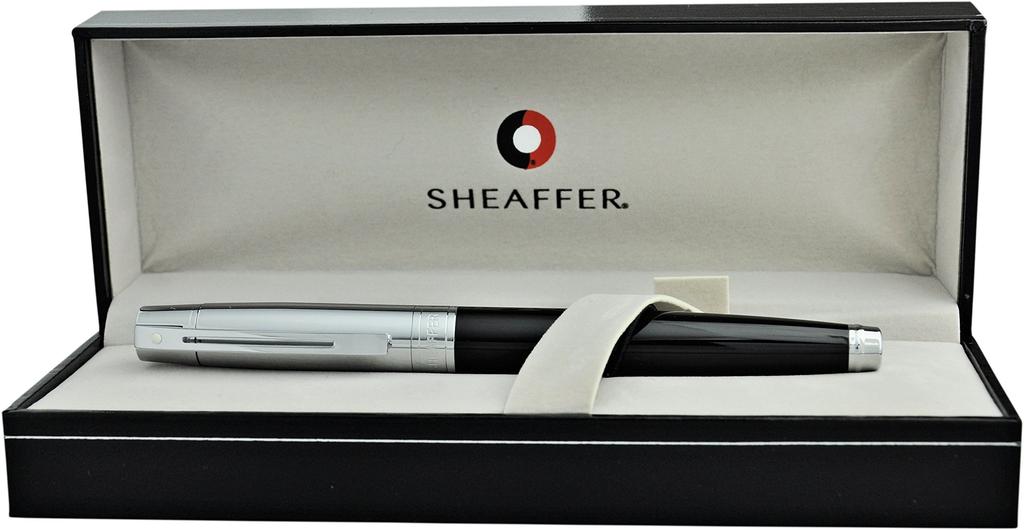 Sheaffer 300 Black Chrome Fountain Fine Officially Imported & Pen, Nib, SGC9314PN-F,
