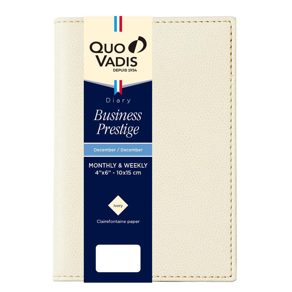 QUOVADIS 2026 Business Prestige/Club Diary Weekly Vertical 10x15cm Cream qv28502bg