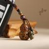 Green Sandalwood Openwork Gourd Keychain Pendant for Men & Women - Year of the Rabbit Ornament Sachet