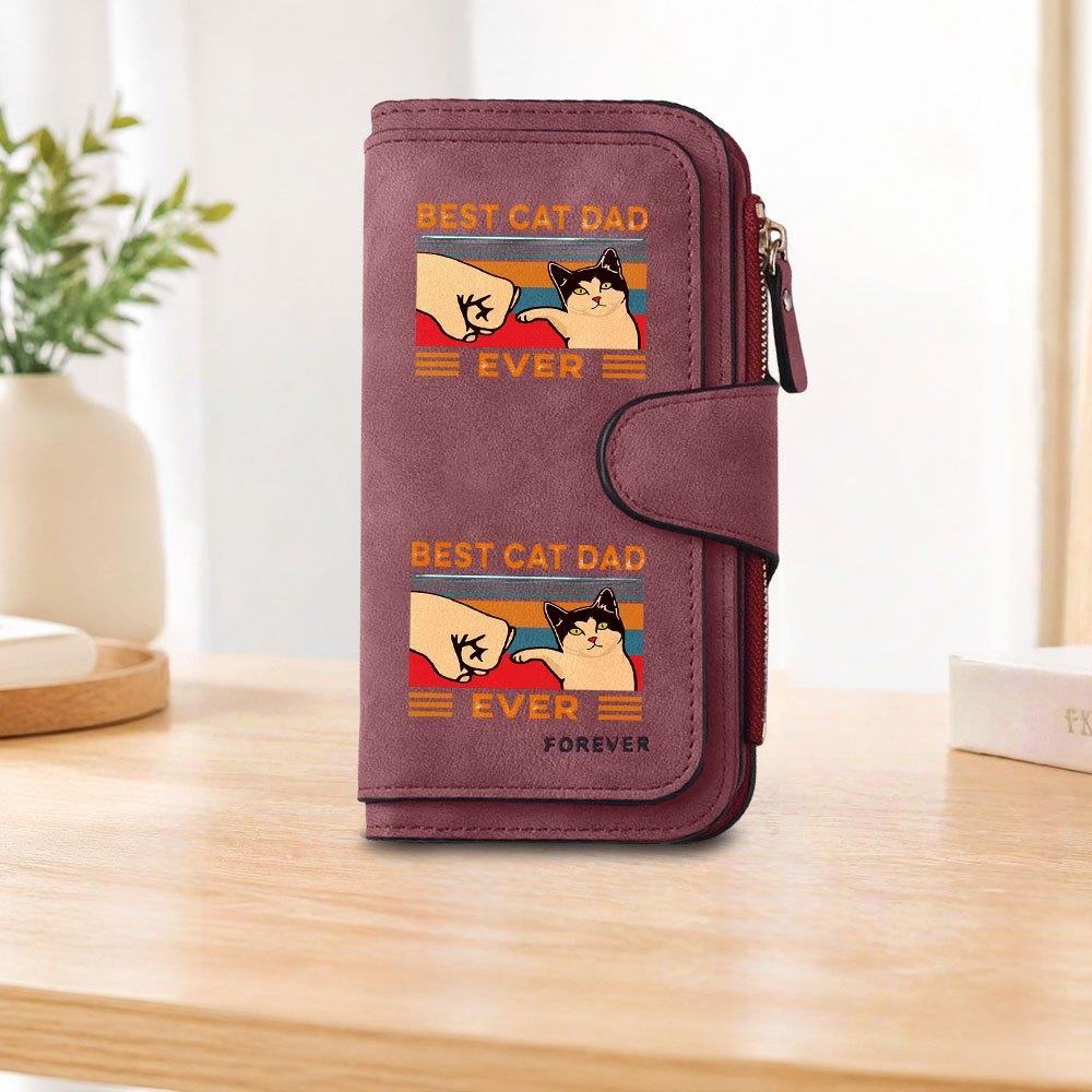 BEST CAT DAD EVER Long Zipper Wallet Large Capacity Card Holder Unisex Clutch Bag Fashionable Zipper Coin Purse Suitable For Daily Use Perfect Gift