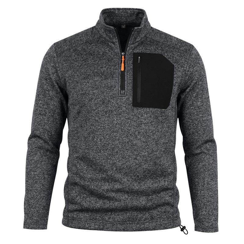 Men Casual Quarter Zip Fleece Sweatshirt Stand Collar Long Sleeve Pullover Outdoor Workout Daily Tops