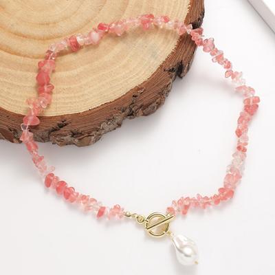 Collana da donna con perline di pietra naturale multicolore irregolare, elegante collana di pietre per gioielli da vestire