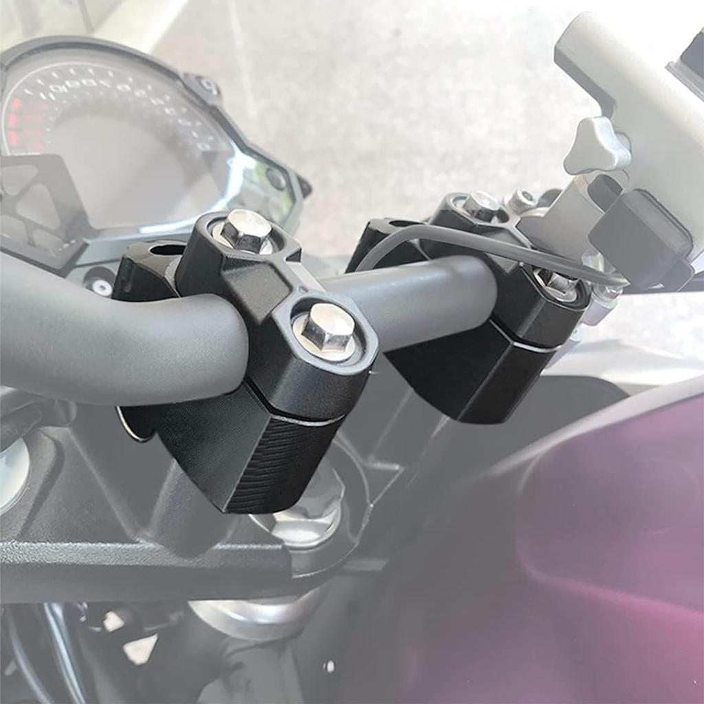 Motorcycle Handlebar Setback Spacers for Triumph Trident 660, 20mm Rear Offset, 28mm Height Increase (Black)