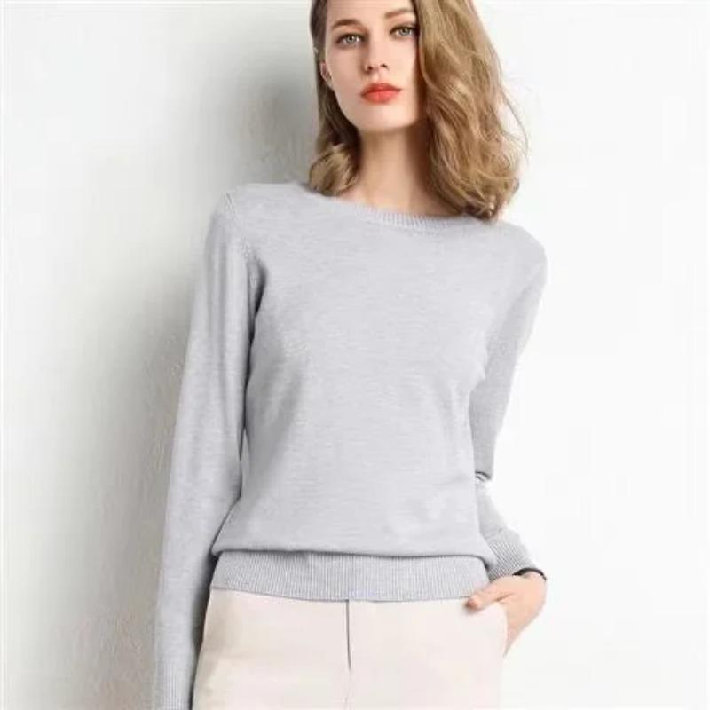 Women Sweater O-neck Autumn Winter Basic Pullover Warm Casual Pulls Jumpers Long-sleeved Solid Knitwear Bottoming Shirt