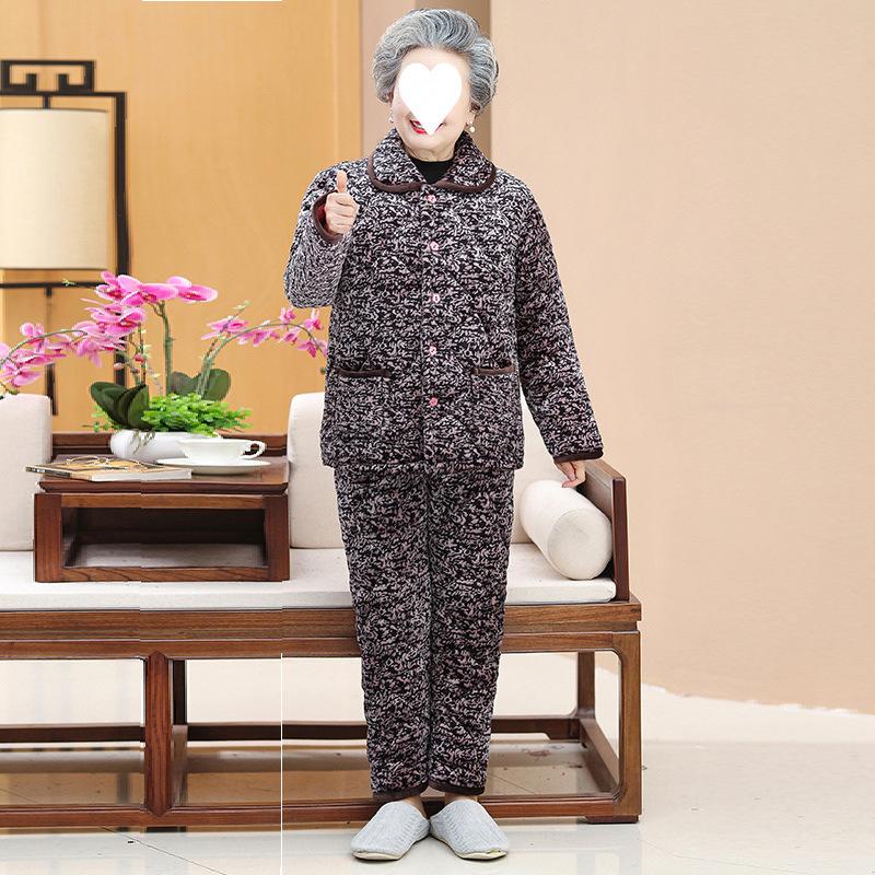 Homewear women's three-layer thickened pajamas winter clothing velvet padded set