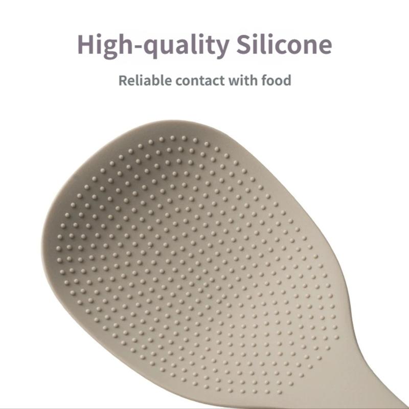 Practical Standing Rice Scooper Heat Resistant Silicone Nonstick Cooking Spoon With Heatproof Handle And Stand Base