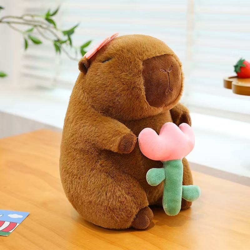 25cm Capybara Plush Simulation Capibara Anime Fluffty Toy Plant Stuffed Doll Holidays Props Decorative Throw Pillow for Kids