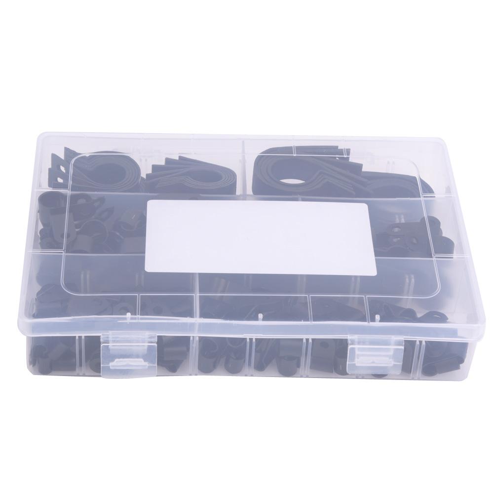 

200pcs Plastic Nylon Cable Clamp R‑Type P‑Type Wire Clip Fasteners Assorted Box(White )