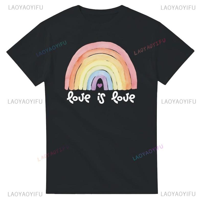 Pride Rainbow TShirt Retro Pride Love Is Love Gay Pride LGBT Unique Shortsleev New Arrival Oneck Streetwear Casual TShirt