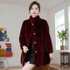 Women's Golden Sable Velvet Fur Coat, Stand Collar, Mid-Length, Winter 2025 Style, Fur-Lined for Middle-Aged and Elderly.