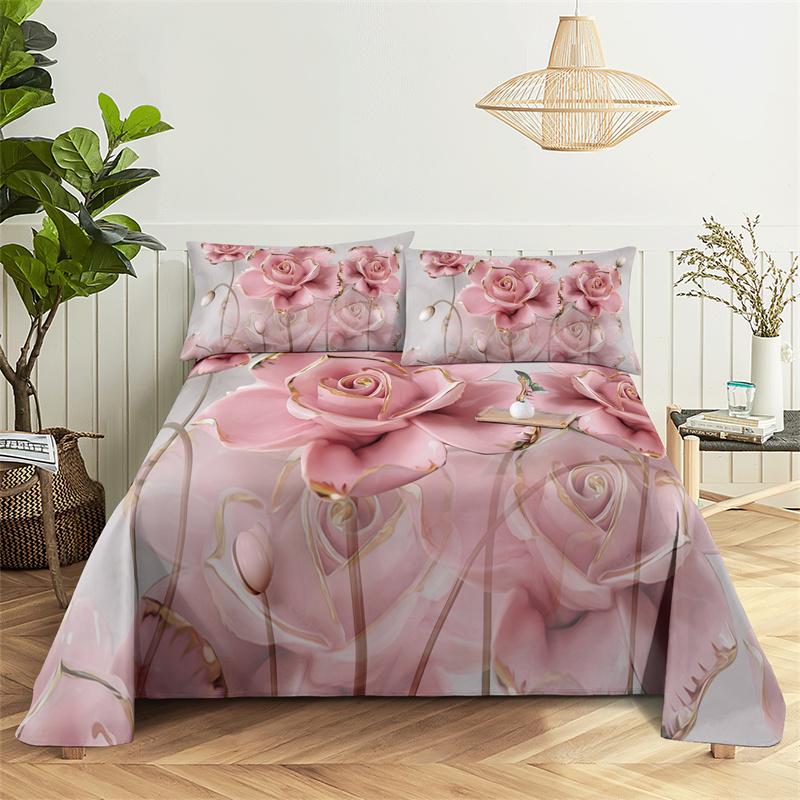 Red Rose Duvet Cover Set 3D Print Romantic Theme Valentine's Day Gift Polyester Comforter Cover with Pillowcase King Queen Size