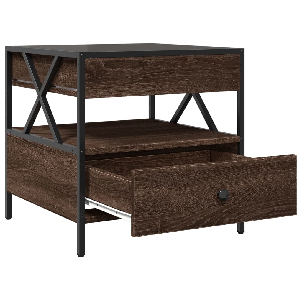 Infinity LED Coffee Table Brown Oak Effect 50x50x51 cm