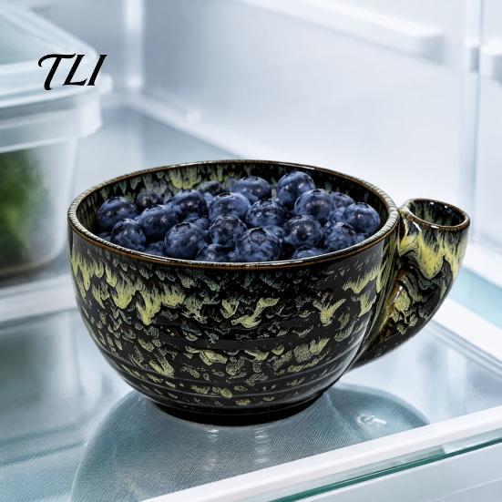 Drainage Bowl for Strawberries Ceramic Berry Swirl Bowl, Auto Fruit Washing Vegetable Wash Colander with Drain Holes, Kitchen Produce Cleaner Tomatoes