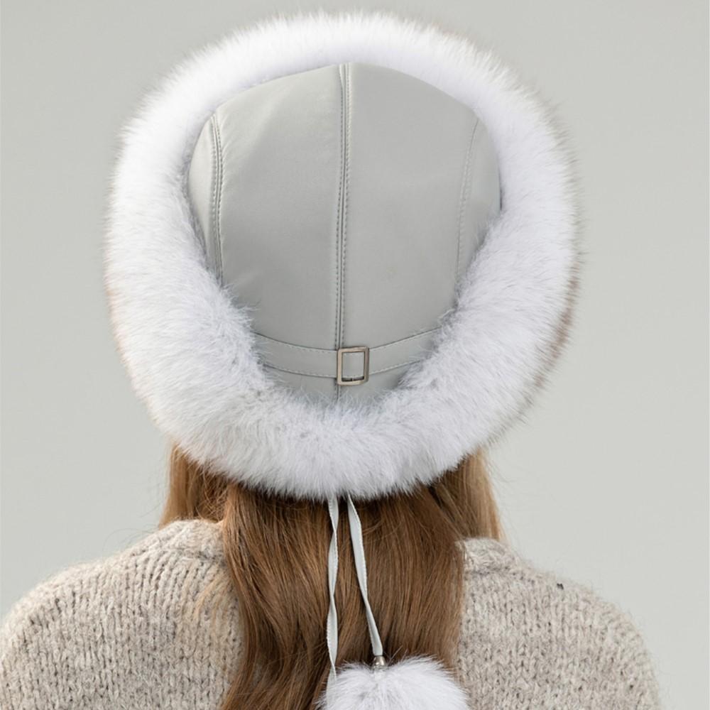 Fox fur whole leather hat women warm real fox fur hat winter outings ear-protecting Mongolian hat making the face look smaller