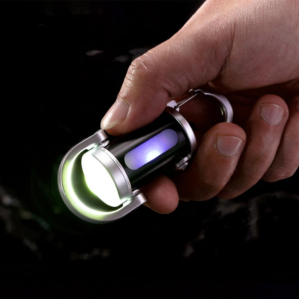 Rechargeable LED Keychain Flashlight Unique Car Pendant Hanging Ornament Fast Charging COB Work Light Camping Supply With Cable