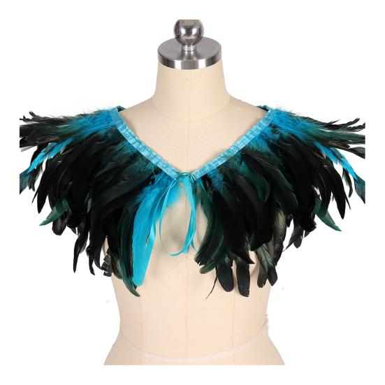 Feather Shawl Bright Color Halloween Parties Cloak Wear As Skirt or Shawl Gothic Style Shawl with Lace-Up Ribbon Costume Accessory