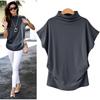 S-5XL Donna Dolcevita Maglietta Estate Manica Corta Solido Casual Tops