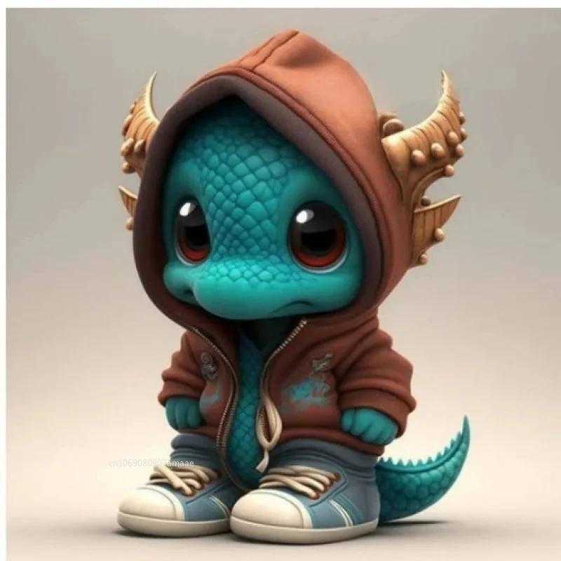 Cool Statue of Baby Dragon Handmake Resin Dinosaur Figurines Sculpture Ornaments Halloween for Home Office Desktop Decor Car