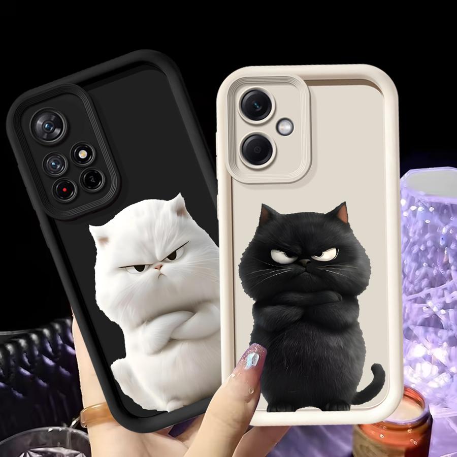 Cartoon Blacks White Cat Case for Xiaomi Poco F8 X3 NFC C61 C50 C51 X3 Pro Phone Cover
