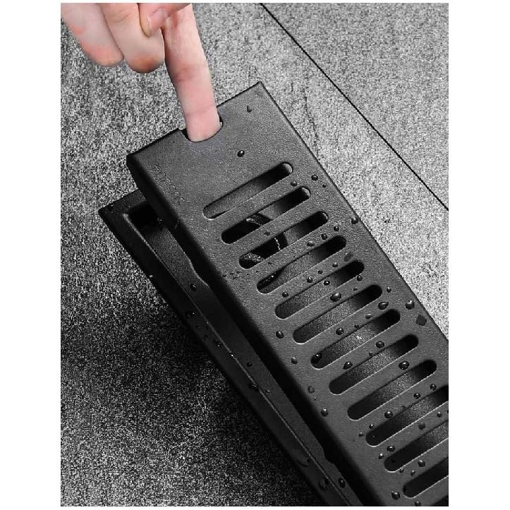 11.8-Inch SUS304 Stainless Steel Square Shower Floor Drain with Top Grate Offset Drainage,Black Finish