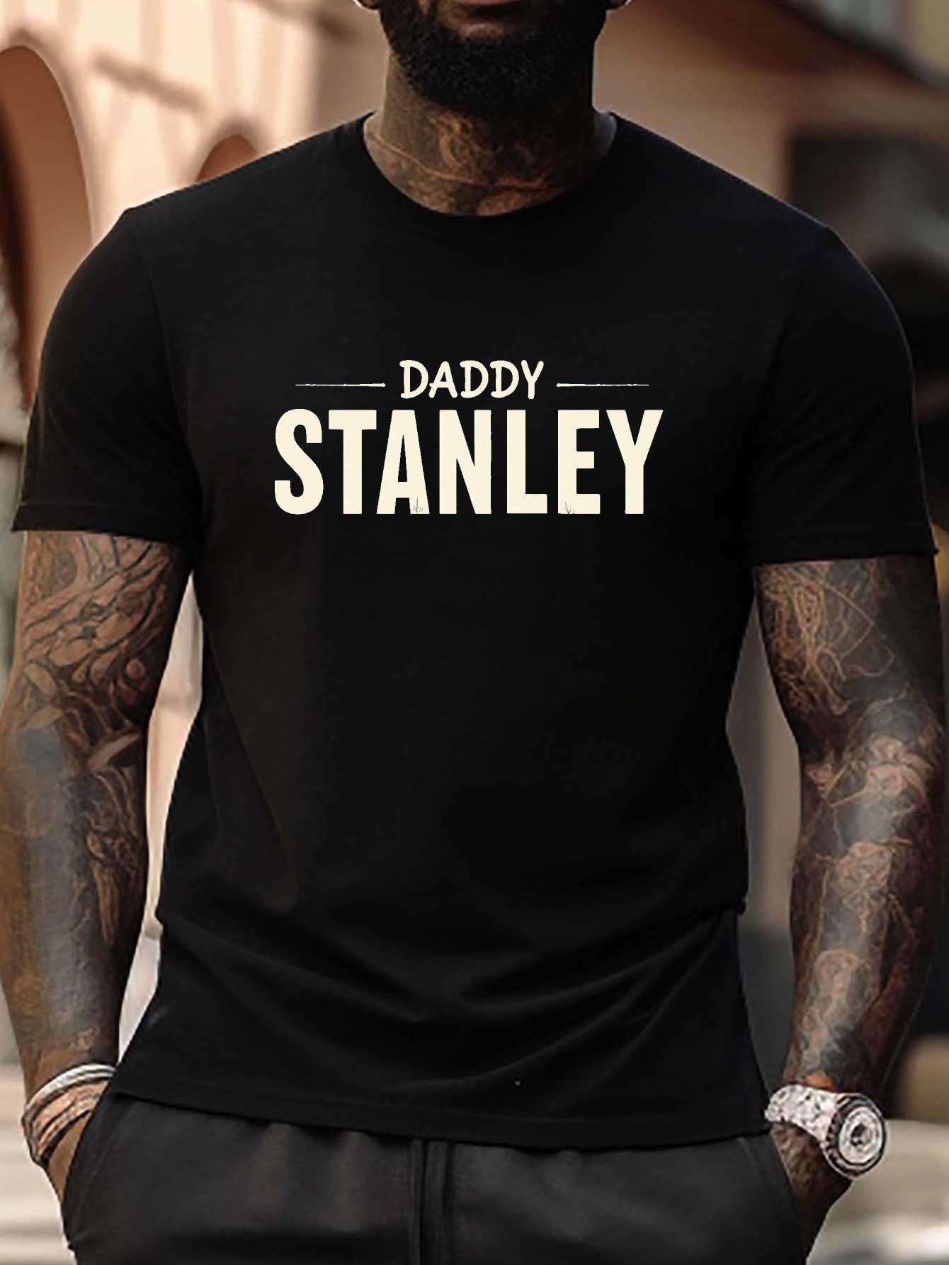 Daddy Plus Size T-shirt - Bold Contrast Typography & Geometric Print XXL