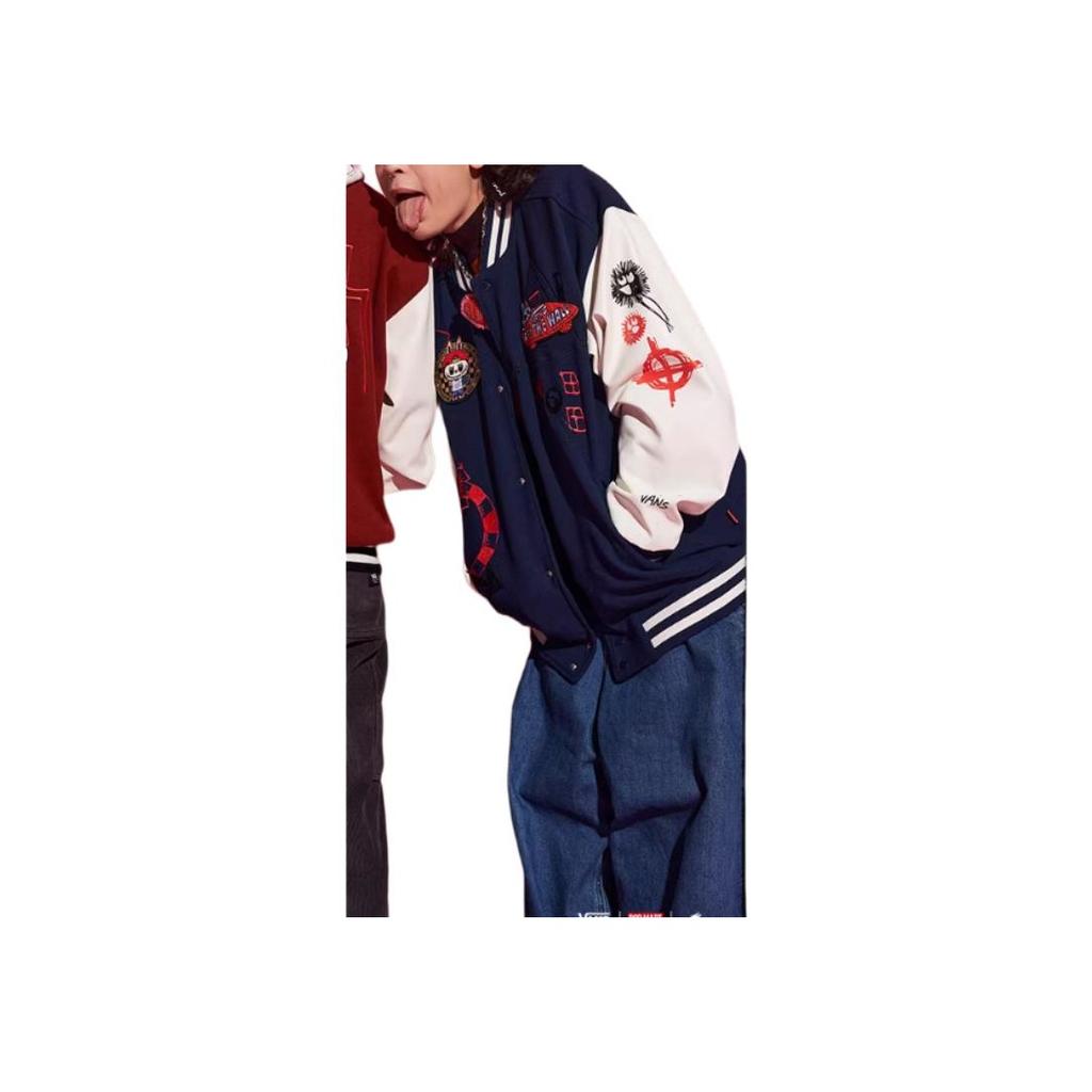 Vans X The Monsters Collaboration Single Button Cartoon Print Drop Shoulder Long Sleeve Jacket Unisex Jacket Dark-Blue VN000JFBLKZ