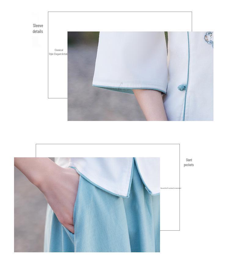 Vară Retro Chinezesc Guler Mandarin Bumbac In Brodat Costum Tang Cheongsam Top