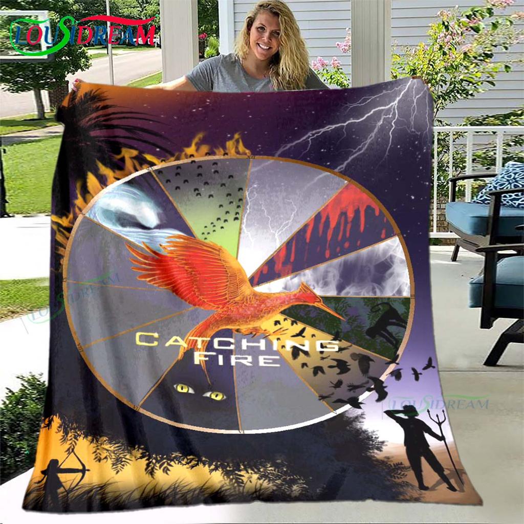 Hot Fashion The Hunger Games Pattern Blanket Flannel Thin Blanket Portable Home Travel Office Lunch Break Blanket Birthday Gift
