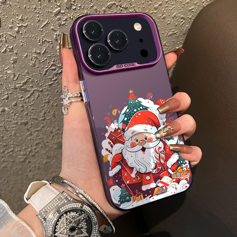 IMD Christmas Tree & Santa Case for iPhone 17 16 15 14 Pro Max/13 Shockproof Hard Cover with Fade-Resistant Design