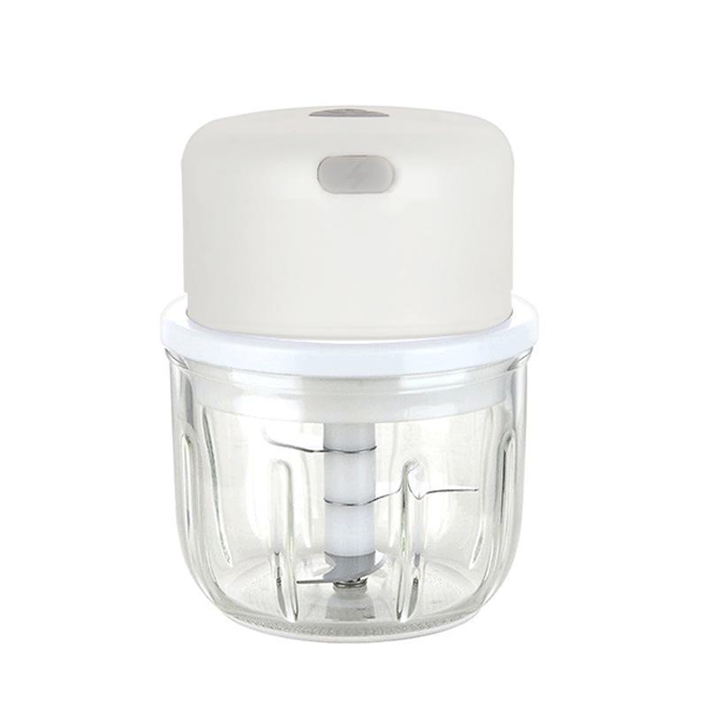 

Мини беспроводная электрическая давилка для чеснока: Портативная кухонная овощерезка three-page knife, 300ML glass cup белый