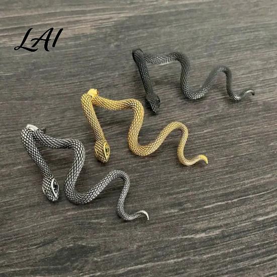 Gothic Punk Ear Accessories 1 Pair Vintage Snake Earrings Retro Front Back Style Animal Earrings Stud Serpent Halloween Statement Jewelry for