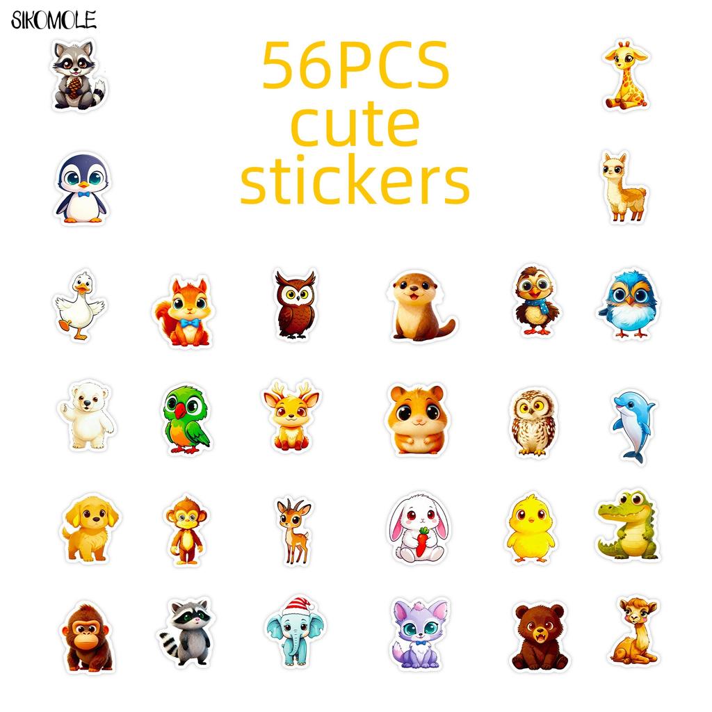 103056PCS Cute Cartoon Big Eyed Animals Stickers Kawaii Funny For DIY Kids Toys Guitar Luggage Suitcase Decal Graffiti Sticker