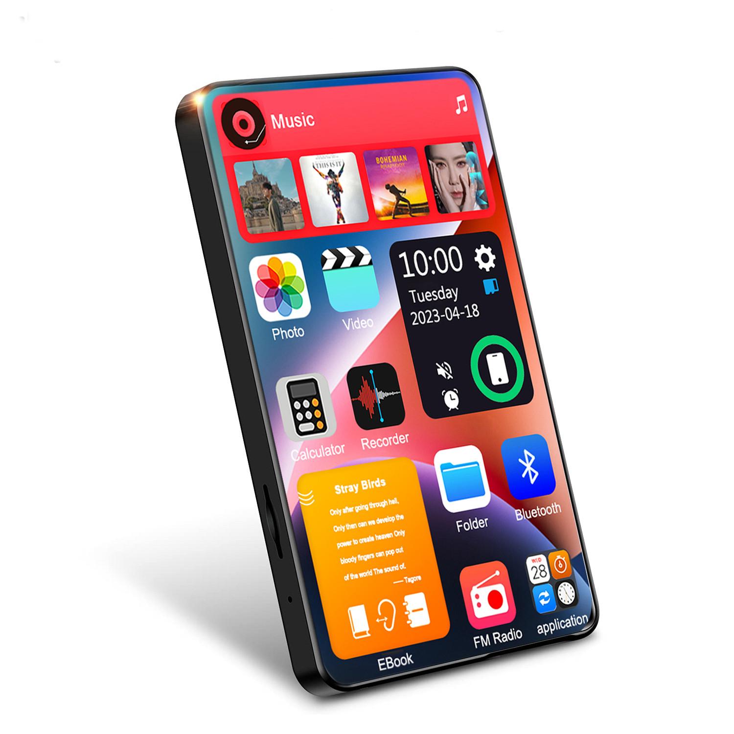 

4 Inch UI MP4 Music Player Touch Screen 16GB BT 5.0 with Speaker 1080P Video Ebook FM MP3 Audio Player Portable For Walkman