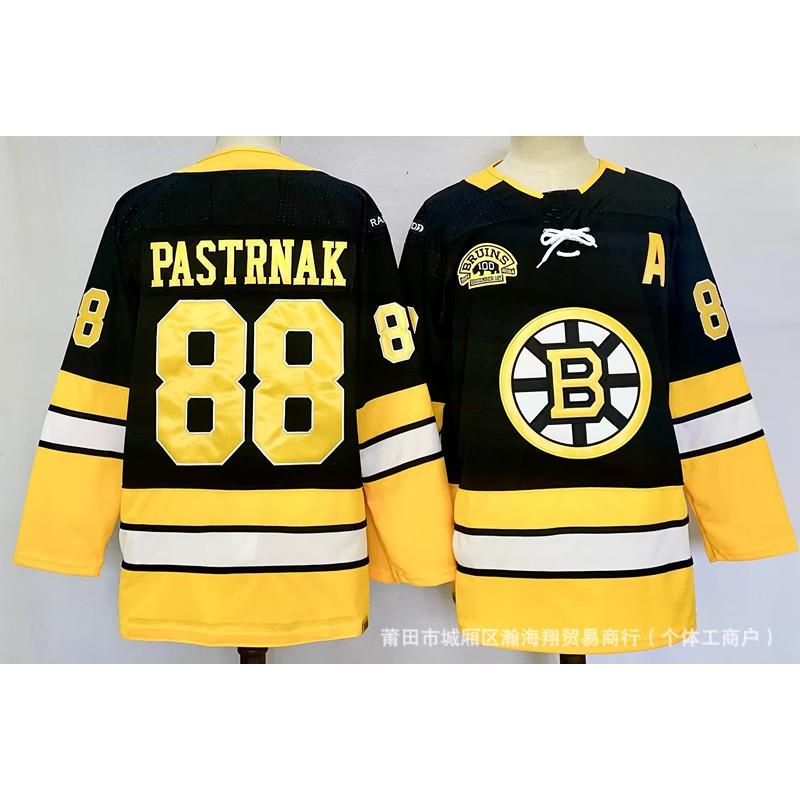 Boston Bruins NHL Hockey su Ghiaccio Maglia Uomo Ricamata 88 Divisa Squadra Abbigliamento per Tifosi Sportivi
