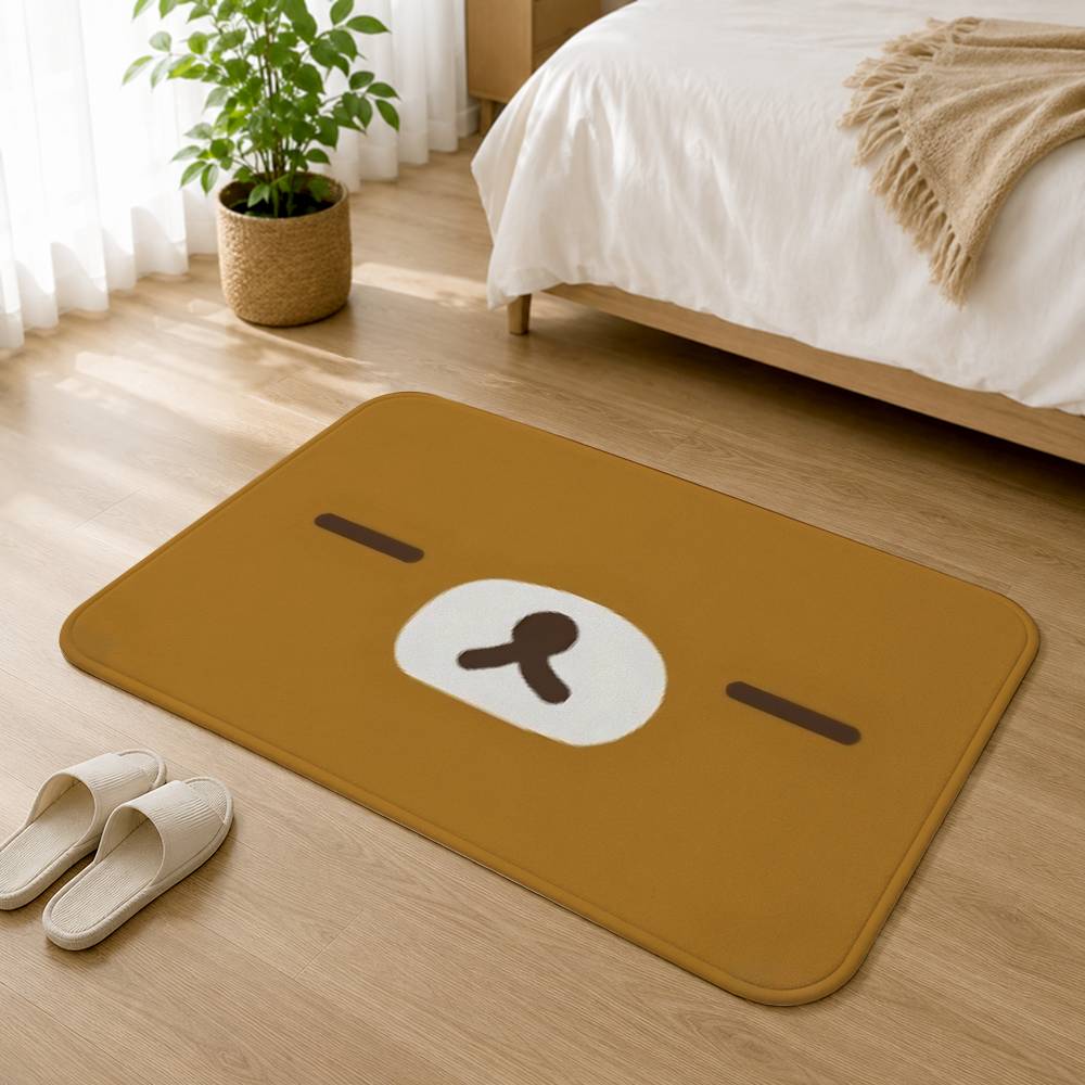 So Lovely R-Rilakkuma-S Bear Anti?Slip Floor Mat Short Plush Rug Mat Soft Comfortable Machine Washable Home Decor