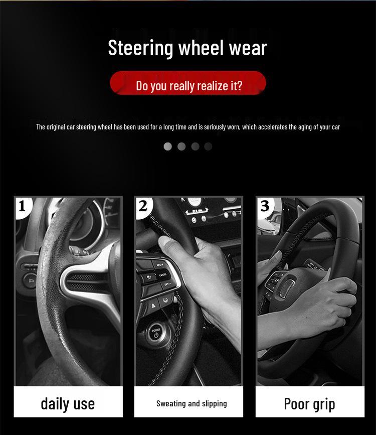 Suede Carbon Fiber Steering Wheel Cover for 2022 Changan CS55 PLUS