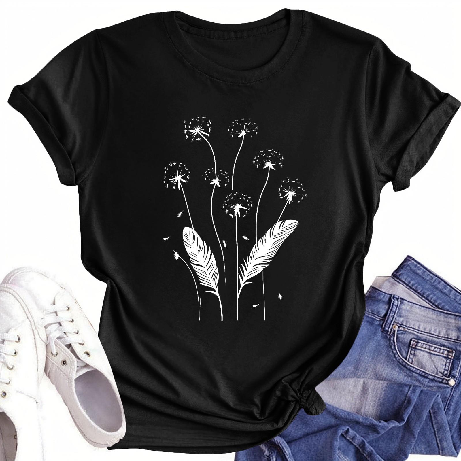 

Футболки з короткими рукавами для жінок Модні топи Легкий м’який повсякденний літній одяг Одяг XXL чорний