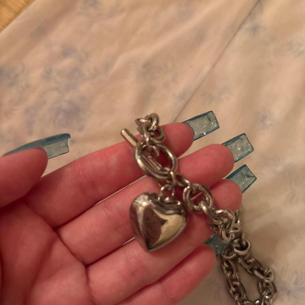 Used heart necklace chain silver