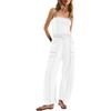Women's Strapless Off-Shoulder Jumpsuit One-Piece Romper with Pockets