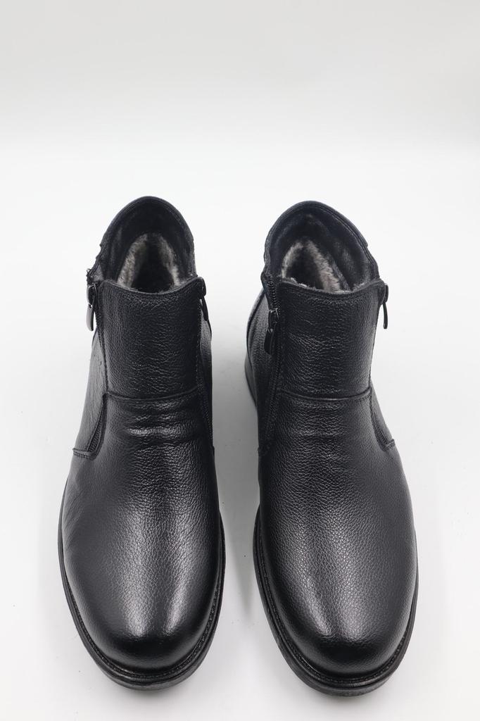 Men's Fashion Genuine Leather Flat Heeled Booties Bootie Furry Black Zipper Casual Boots Shoes