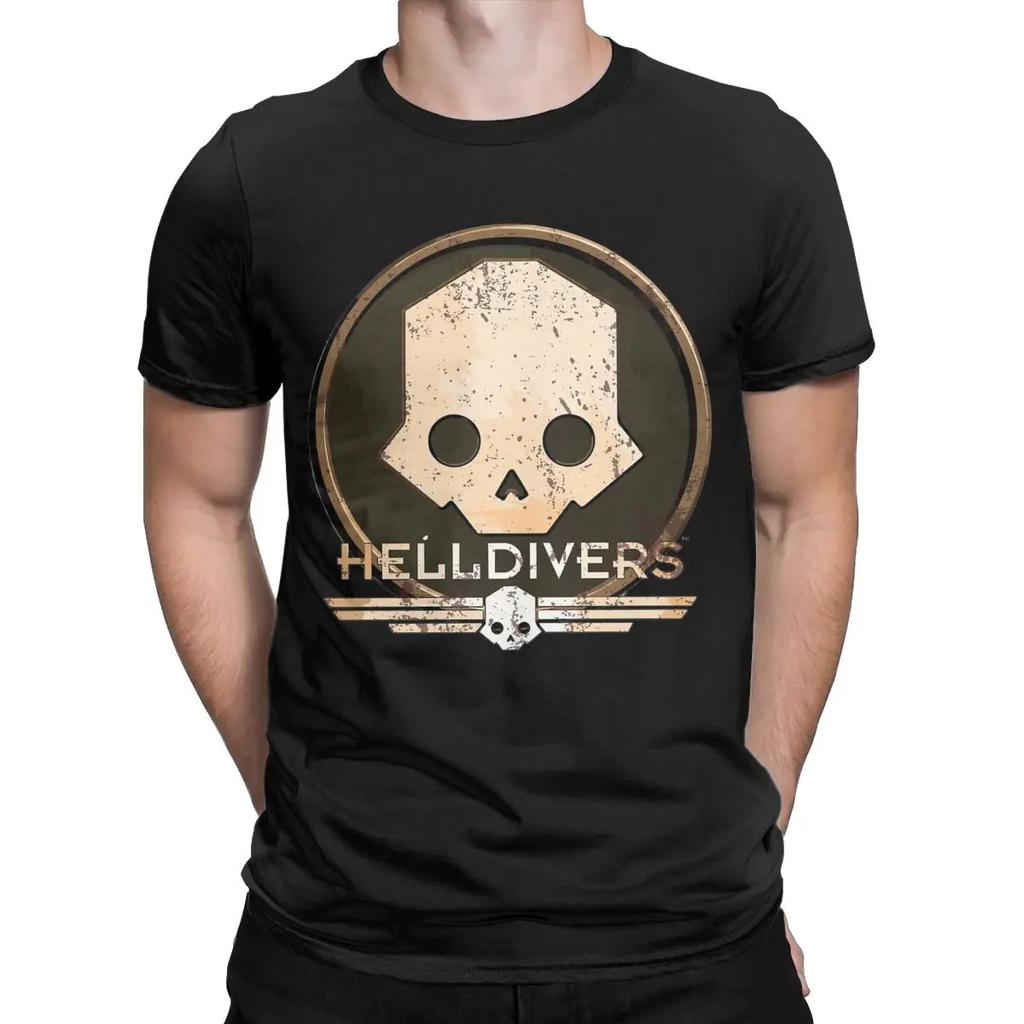 Helldivers Scifi Video Game Men T Shirt Hipster Tees Short Sleeve Crewneck T-Shirt Pure Cotton 4XL  Clothing