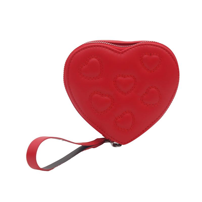 

Cute mini heartshaped handbag bag women s autumn new embroidered thread love shoulder change bag червоний