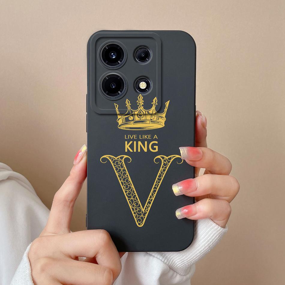 For Infinix Note 30 Pro Vip 30i Case Crown 26 Letter Upgrade Lens Protection Soft Liquid Silicone Cover For Infinix Note30 30Pro